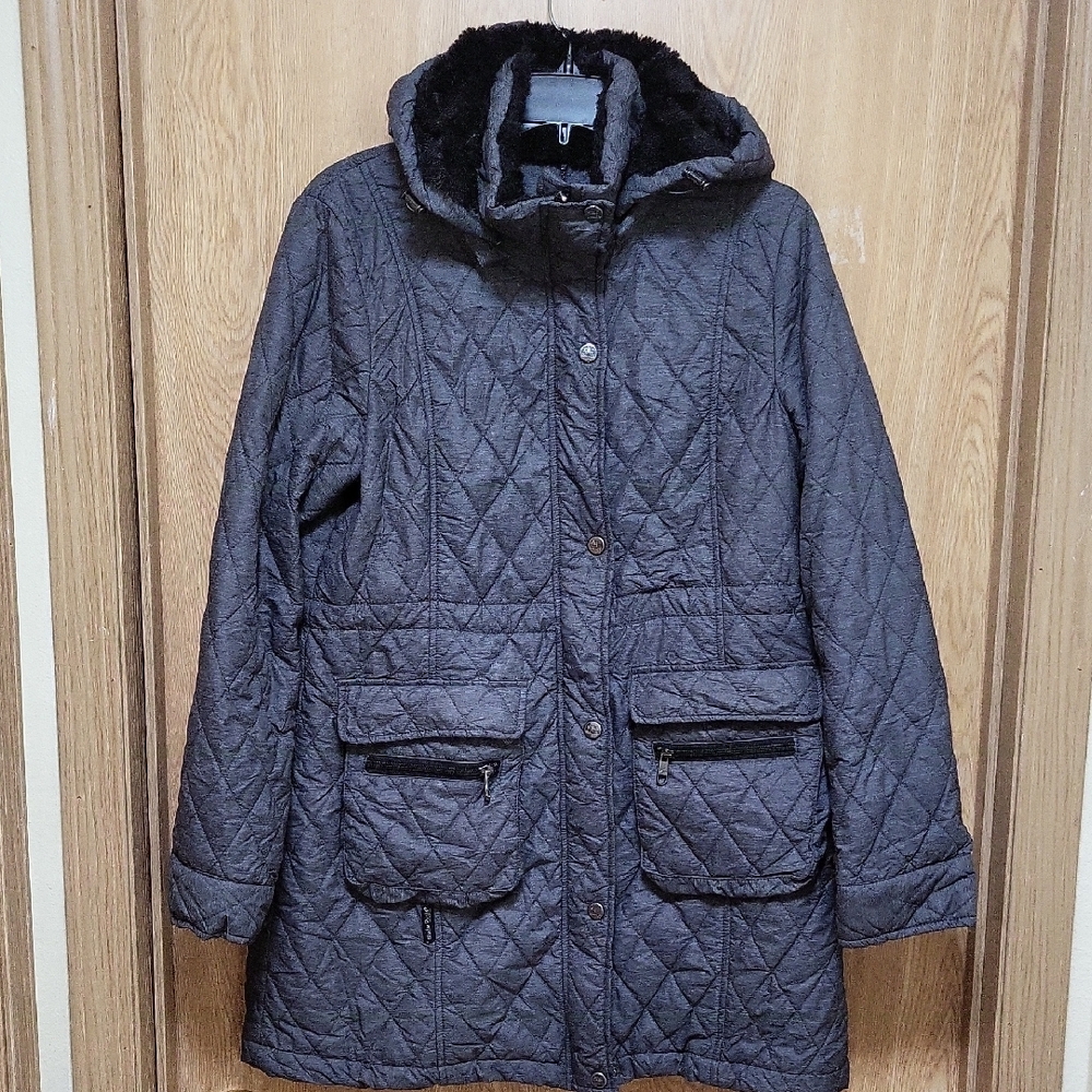 Women's Quilted Gray Jacket, Steve Madden, Size L, Glacier Shield Insulation